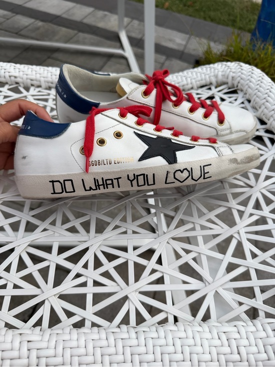 Golden Goose Shoes - Golden Goose White women’s Sneakers with Red Laces and Navy Heelttga